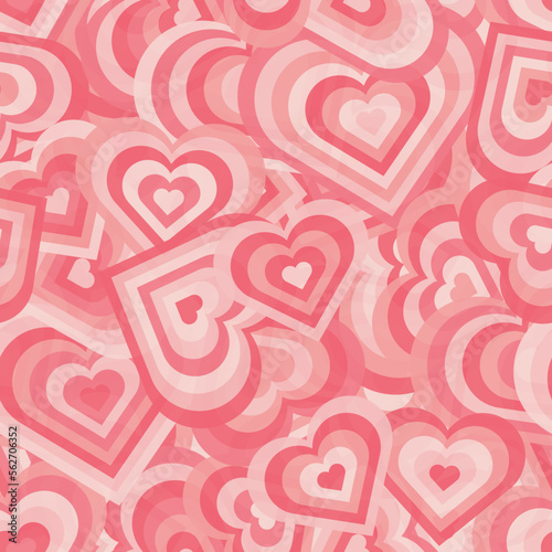 Hearts seamless vector background for Valentine's Day. Abstract romantic pattern in soft pink colors for covers,  wrapping, packaging or greeting cards design.