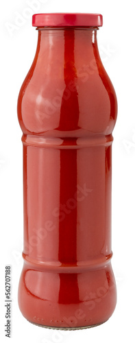 Glass bottle jar of tomato puree