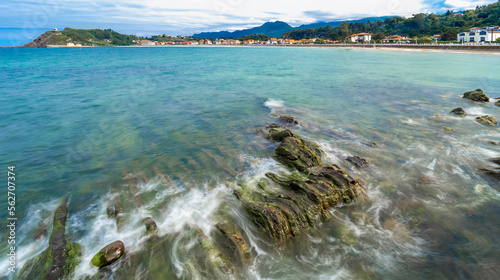 Beach of Santa Marina and Ribadesella Promenade, Protrected Landscape of the Oriental Coast of Asturias, Ribadesella, Asturias, Spain, Europe photo