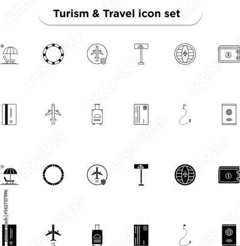 Tourism and travel icon set