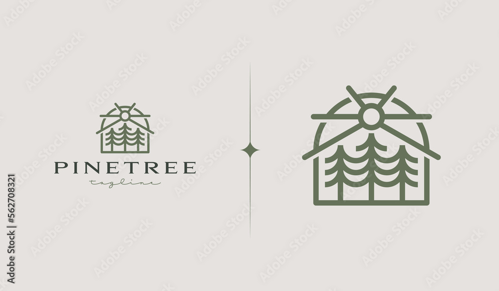 Pine Tree Logo Template. Universal creative premium symbol. Vector illustration. Creative Minimal design template. Symbol for Corporate Business Identity