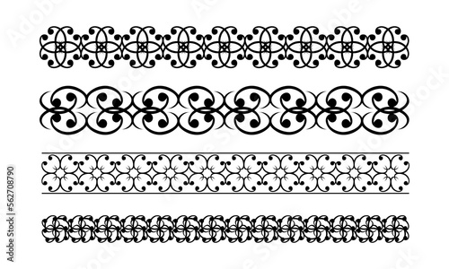 Set of vintage borders, calligraphic design elements and page decorations. Calligraphic ornaments collection isolated. Vector illustration.
