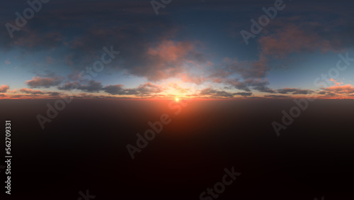 HDRI of scenic sunset sky over ocean