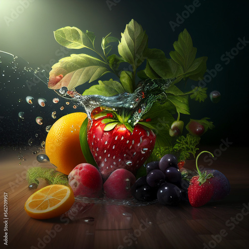 Environment healthy food and fruits  generative ai
