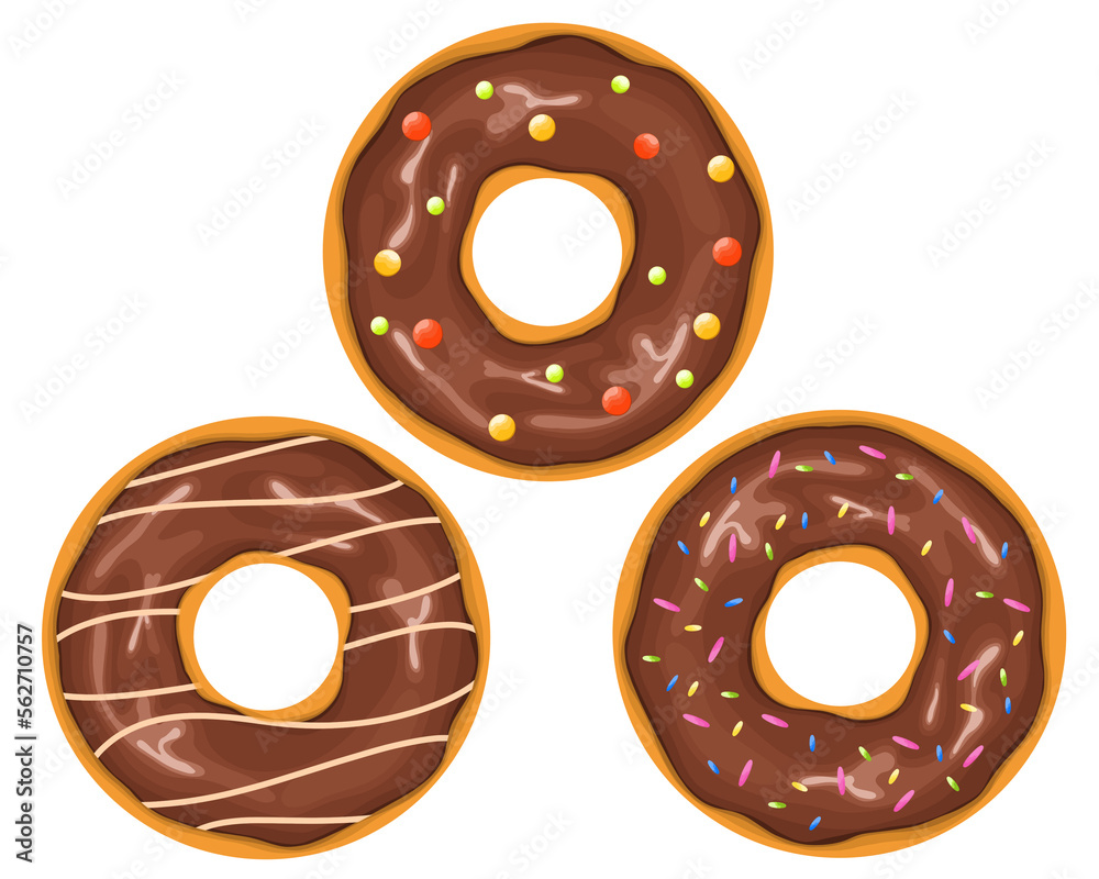 Fototapeta premium Three chocolate donuts