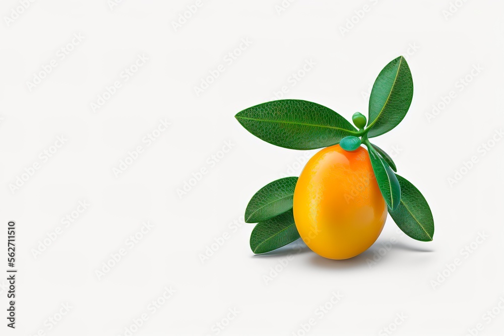 Kumquat tree branch with ripe fruit isolated on white . Kumquat fruit.Fresh fruit isolated. generative ai Kumquat tree branch with ripe fruit isolated on white . Kumquat fruit.Fresh fruit isolated. generative ai