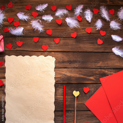 Flat valentines day letter cover background created with generative AI technologie