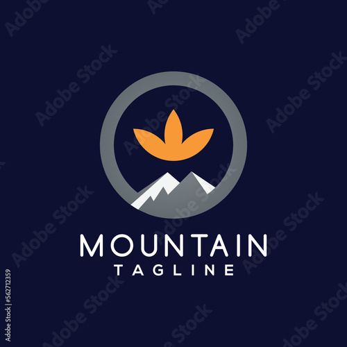 Mountain flower logo design template