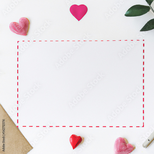 Flat valentines day letter cover background created with generative AI technologie