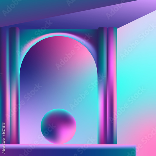 Neon columns template. Geometric design. Vector illustration