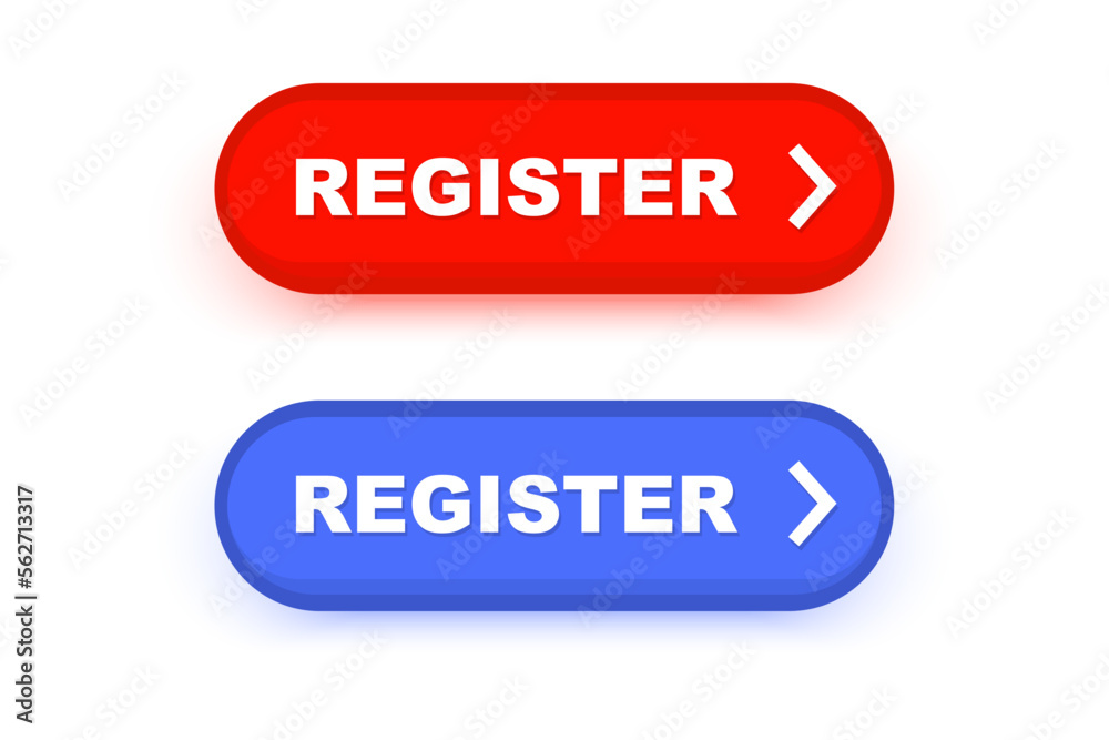 Register now badge vector isolated on white. Vector button for registration in services, blogs, websites. Register now badge vector isolated on white. Vector button for registration in services, blogs, websites.
