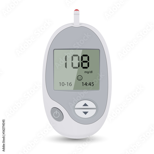 Glucometer isolated on white background. Blood sugar test device