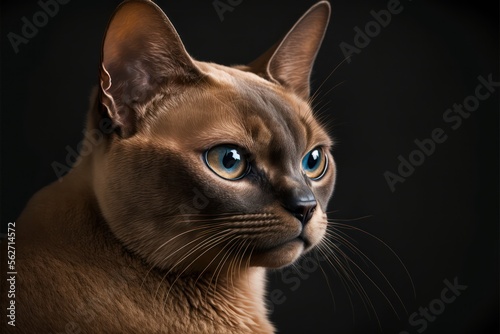 portrait of Burmese Cat. Generative AI © Kanachi Graphics