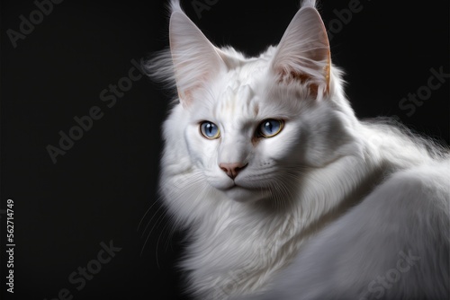 portrait of Turkish Angora Cat. Generative AI