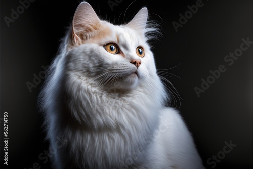 portrait of white Khao Manee Cat. Generative AI