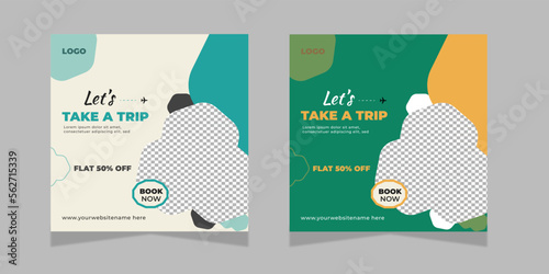 Travel Agency Social Media Post Template or banner design