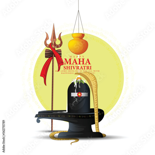  Hindu Festival  Maha Shivratri with Lord Shiva and Typography In Hindi Text writing maha shivratri.OM NAMAH SHIVAY