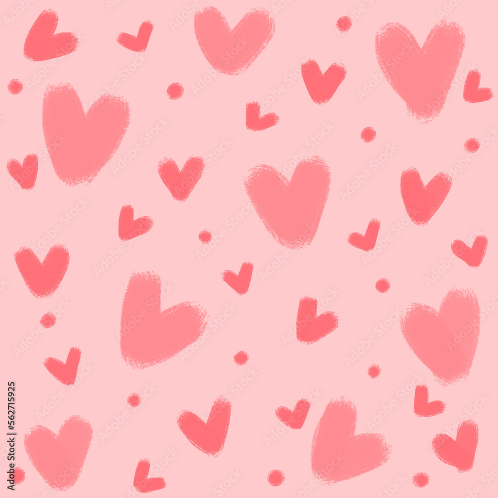 Cute sweet pink hearts as girly lovely dreamy romantic seamless pattern background backdrop wallpaper, illustration of love for Valentine's Day
