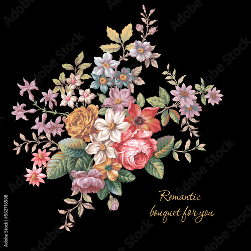 Flowers watercolor illustration.Manual composition.Big Set watercolor elements，Design for textile, wallpapers，Element for design,Greeting card