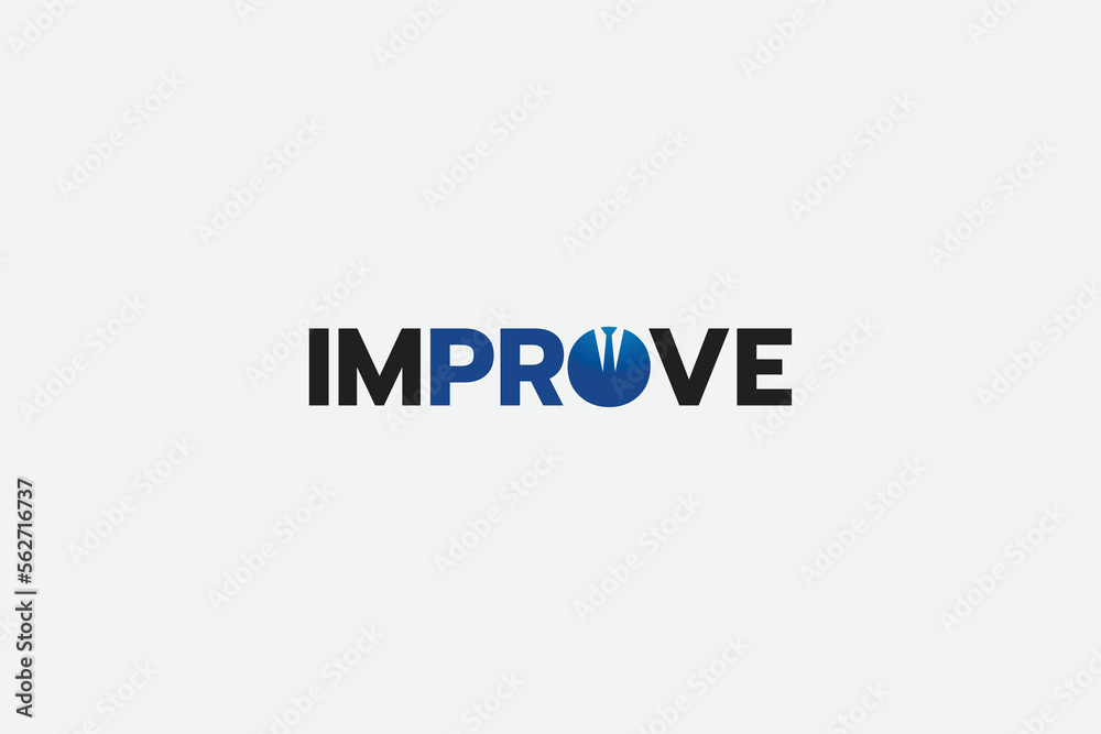 improve logo with a combination of improve lettering and businessman's body as the letter O