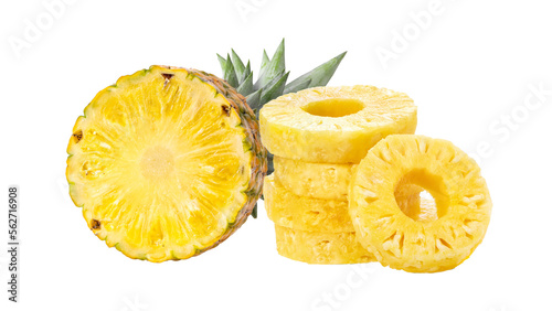 pineapple with slices isolated on  transparent png