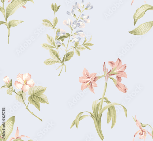 Classic Popular Flower Seamless pattern background.Perfect for wallpaper, fabric design, wrapping paper, surface textures, digital paper.