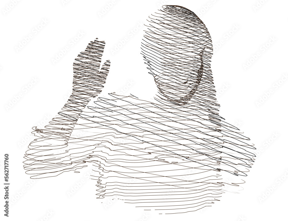 Vector linear composition, background, texture. Volumetric silhouette of a human head. Artistic geometric background. Vector linear composition, background, texture. Volumetric silhouette of a human head. Artistic geometric background.