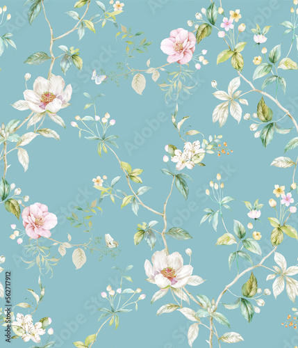 Classic Popular Flower Seamless pattern background.Perfect for wallpaper, fabric design, wrapping paper, surface textures, digital paper.