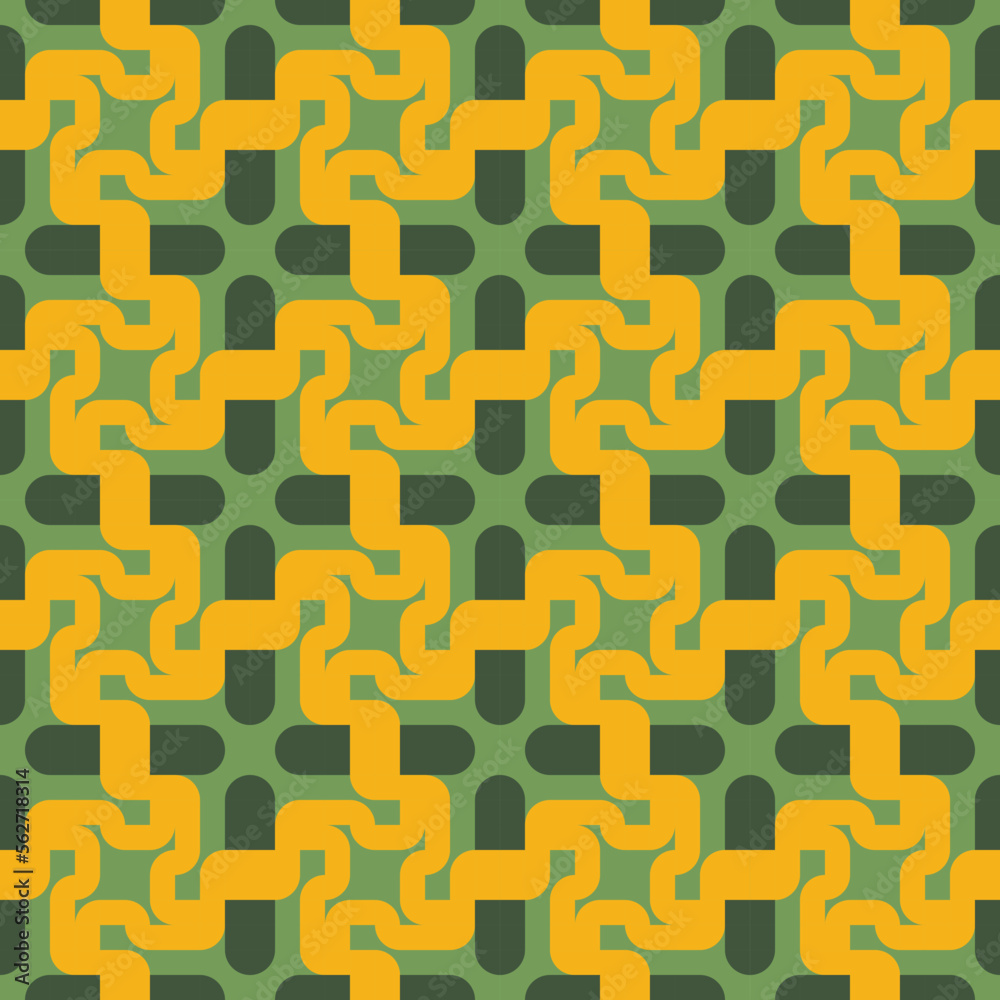 seamless yellow victorian geometric pattern with green mosaic ornament seamless yellow victorian geometric pattern with green mosaic ornament