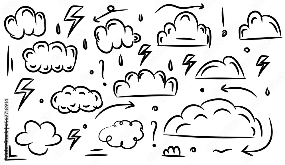 Hand drawing weather collection. Flat style vector illustration.