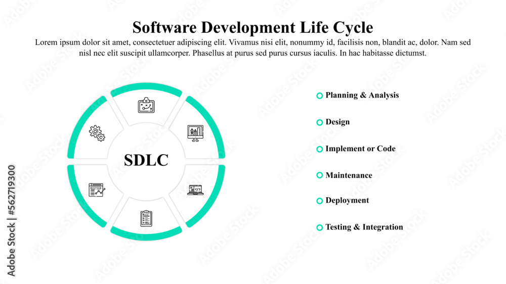 Fototapeta premium Software development life cycle infographic template with icons.