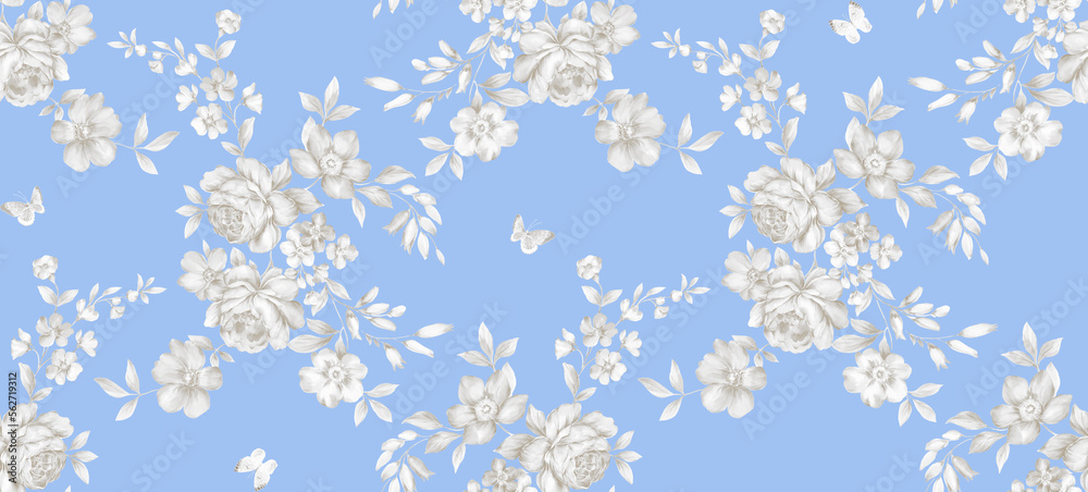 Classic Popular Flower Seamless pattern background.Perfect for wallpaper, fabric design, wrapping paper, surface textures, digital paper.