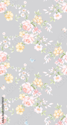 Classic Popular Flower Seamless pattern background.Perfect for wallpaper  fabric design  wrapping paper  surface textures  digital paper.