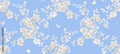 Classic Popular Flower Seamless pattern background.Perfect for wallpaper, fabric design, wrapping paper, surface textures, digital paper.