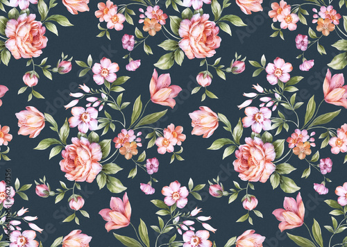 Classic Popular Flower Seamless pattern background.Perfect for wallpaper, fabric design, wrapping paper, surface textures, digital paper.