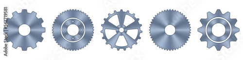 Gear wheels set. Metal cogwheels. Gear setting icon set. Machine gear icons. Industrial icons. Vector illustration