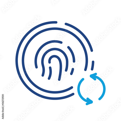 Reset Password by Fingerprint Identification Line Icon. Update Touch ID Color Linear Pictogram. Refresh Security, Change Finger Print Outline Symbol. Editable stroke. Isolated Vector Illustration