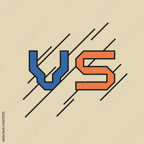 Bright symbols of confrontation VS. Vector illustration on background.