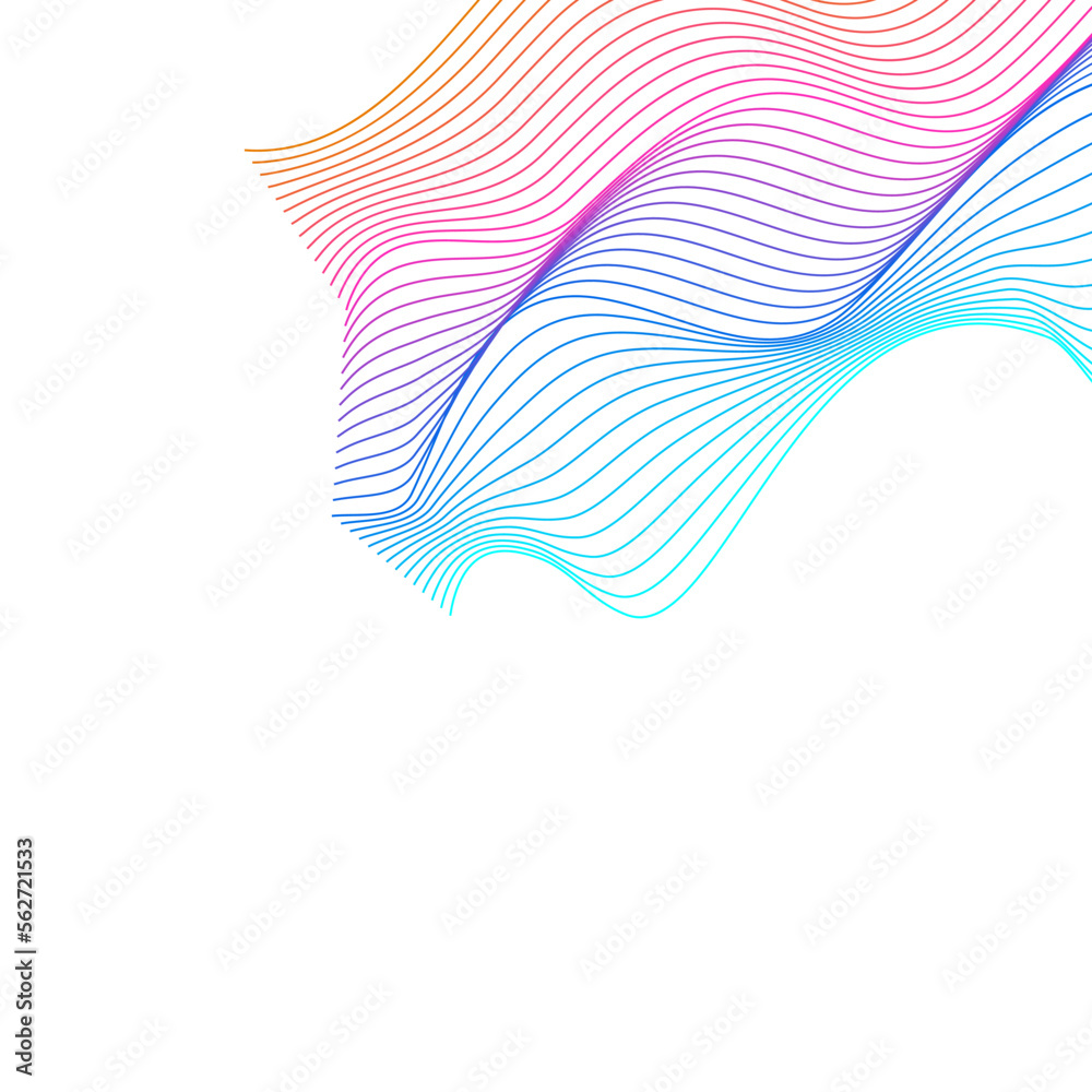 Naklejka premium Iridescent Ribbon Background White Vector. Twisted Illustration. Bright Blend Isolated. Wave Decorative Template. Colorful Circular Soundwave.