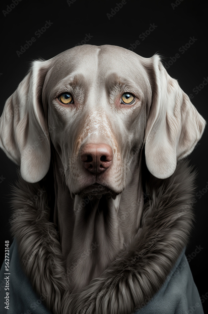 Weimaraner dog portrait. Generative AI. Weimaraner dog portrait. Generative AI.