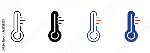 Fotografia Thermometer Line and Silhouette Icon Color Set