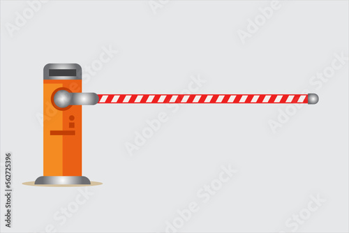 Automatic boom barrier gate on white background