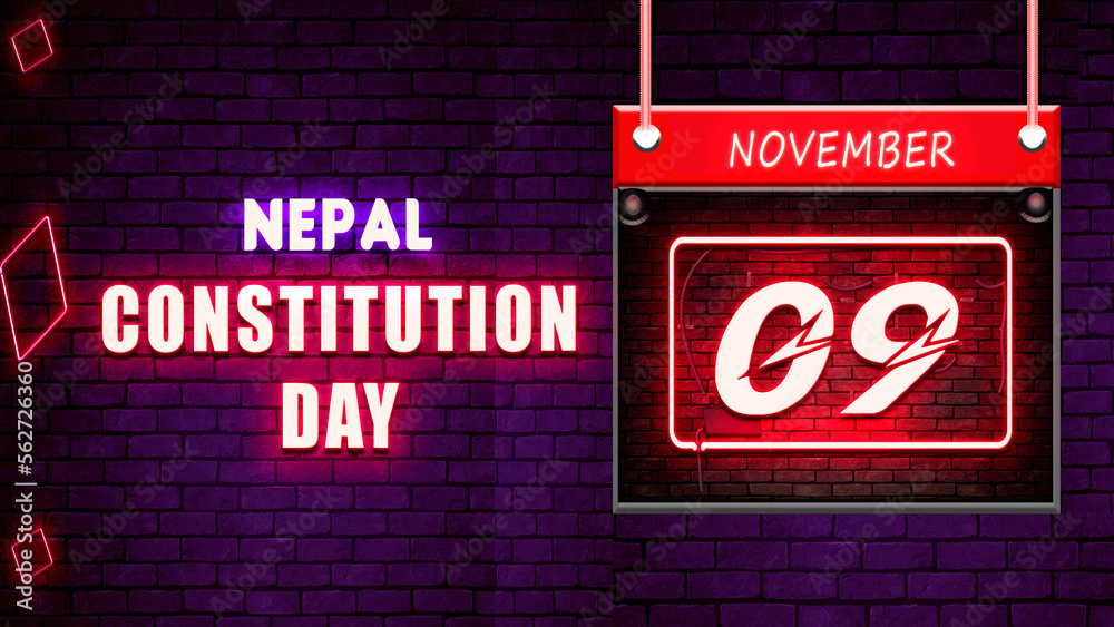 Happy Constitution Day Of Nepal 09 November World National Days Neon happy-constitution-day-of-nepal-09-november-world-national-days-neon