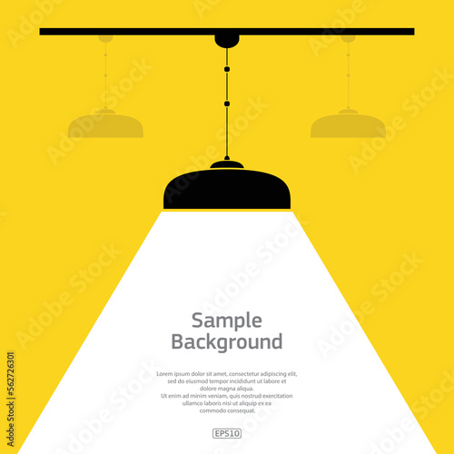 Flat black pendant light with sample text