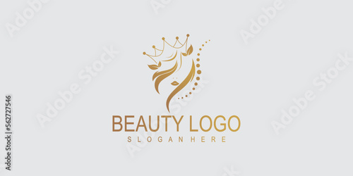 Beauty logo design with creative concept premium vector