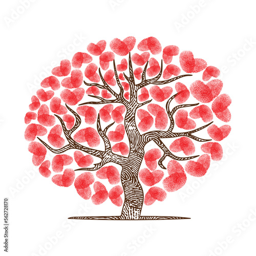 Abstract heart fingerprint tree silhouette ellipse