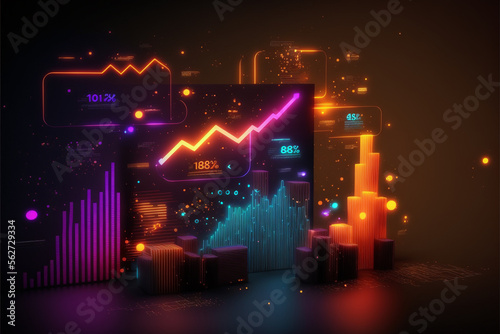 Technology background. Stock market Business economic charts with  abstract digital. AI © EnelEva