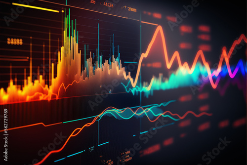 Technology background. Stock market Business economic charts with abstract digital. AI