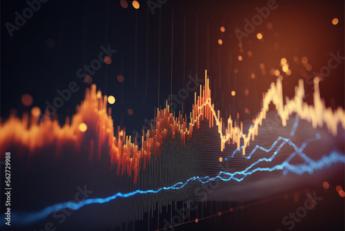 Technology background. Stock market Business economic charts with abstract digital. AI