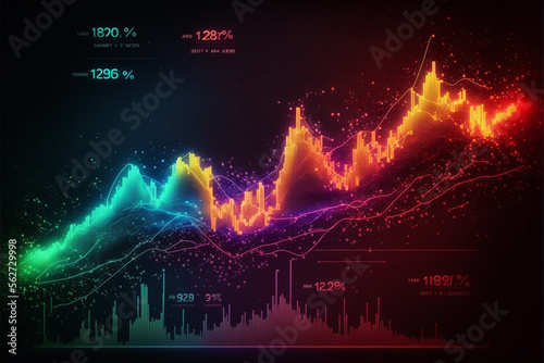 Technology background. Stock market Business economic charts with  abstract digital. AI